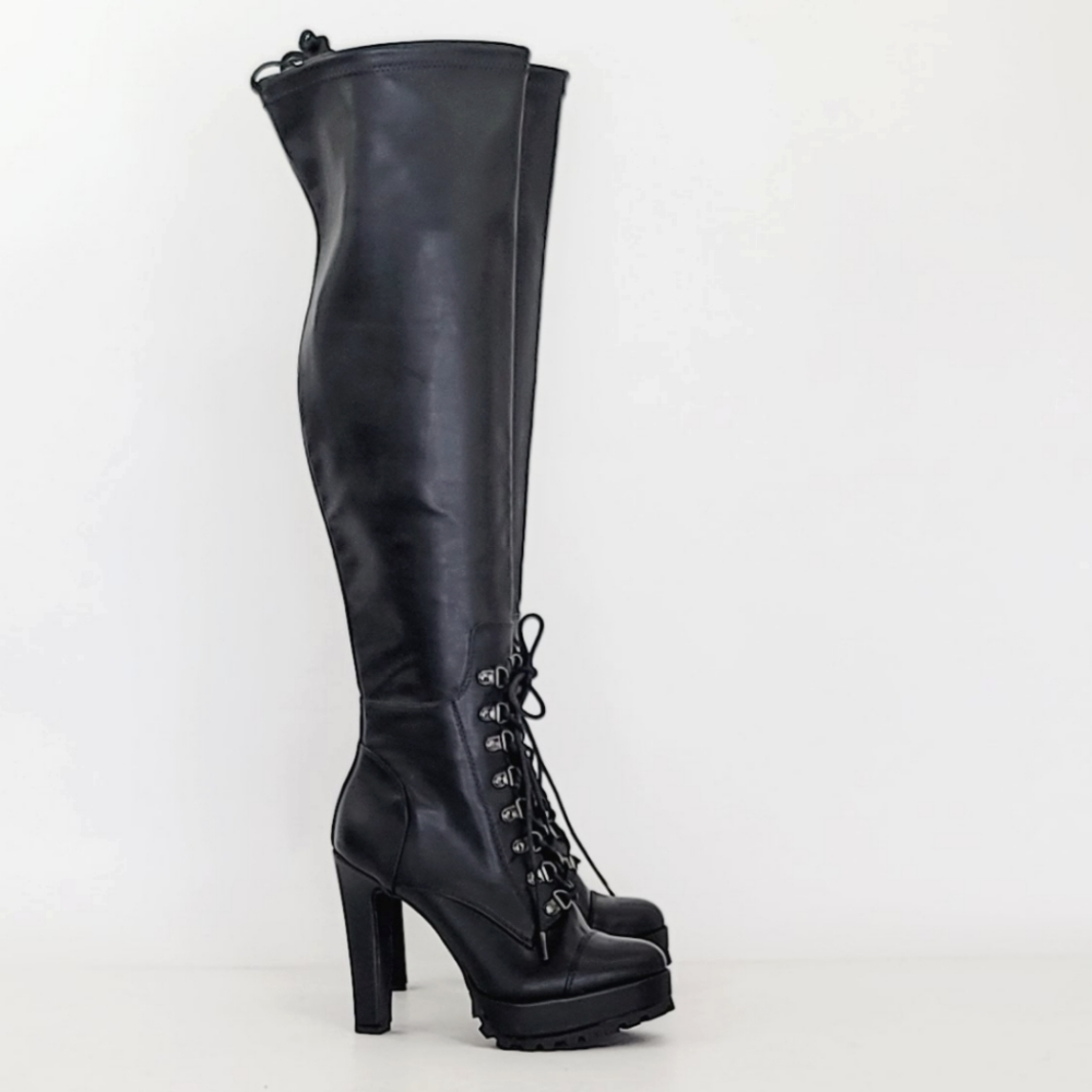NEW ShoeDazzle  Over the knee Women Black Fall Winter Summer Ankle Boots Sz 7